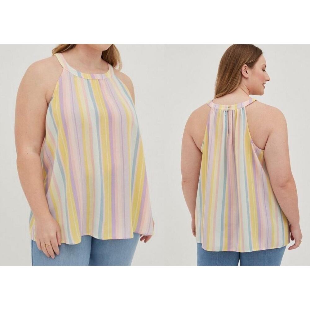 Torrid Pastel Stripe Gaze Goddess Cami Blouse New Plus Size 1X